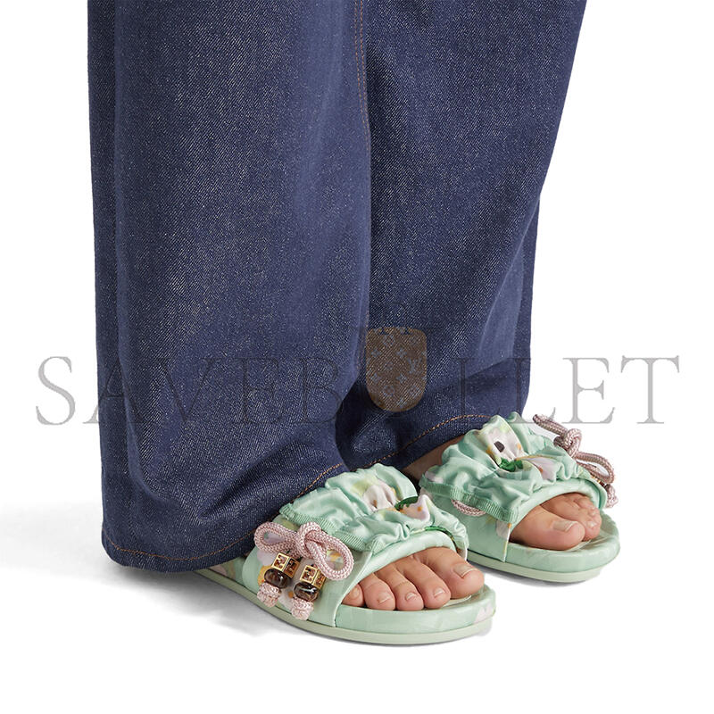 FENDI FEEL MULTICOLOUR FF JACQUARD SATIN SLIDES 8X8142AWL6F1VP0